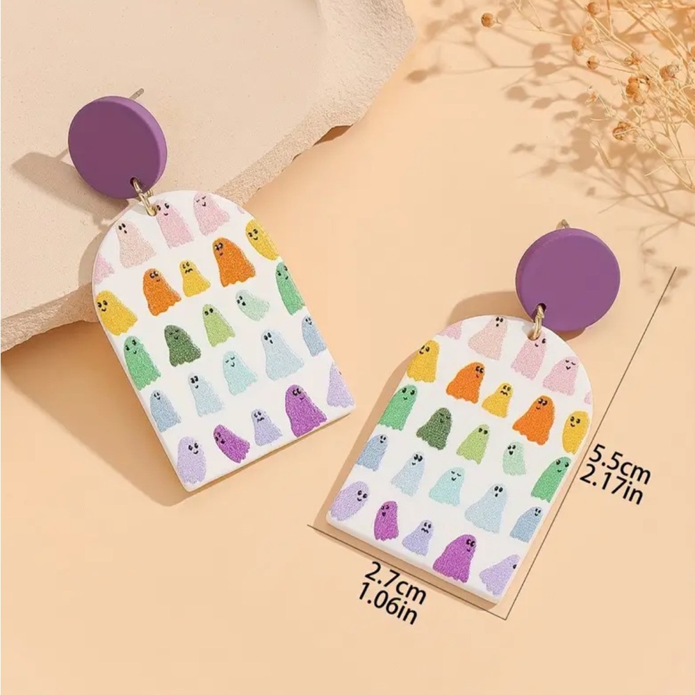 Colorful Ghost Dangle Earrings - Picture 3 of 3